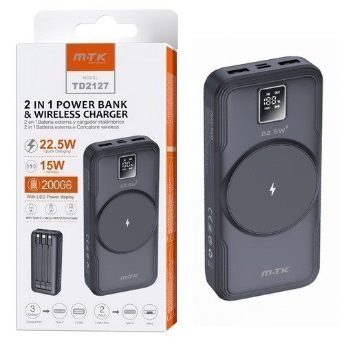 BATERIA POWERBANK M-TK TD2127 20000MAH 2EN1